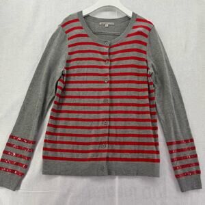 Women’s Gap cardigan sweater size Medium grey and red with sparkle sleeves